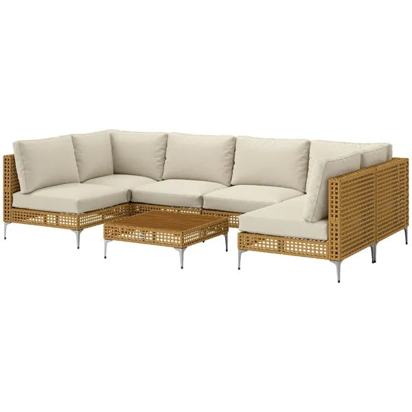 Rattan Modern Patio Furniture Set, available in 2 colors (Beige, Blue)