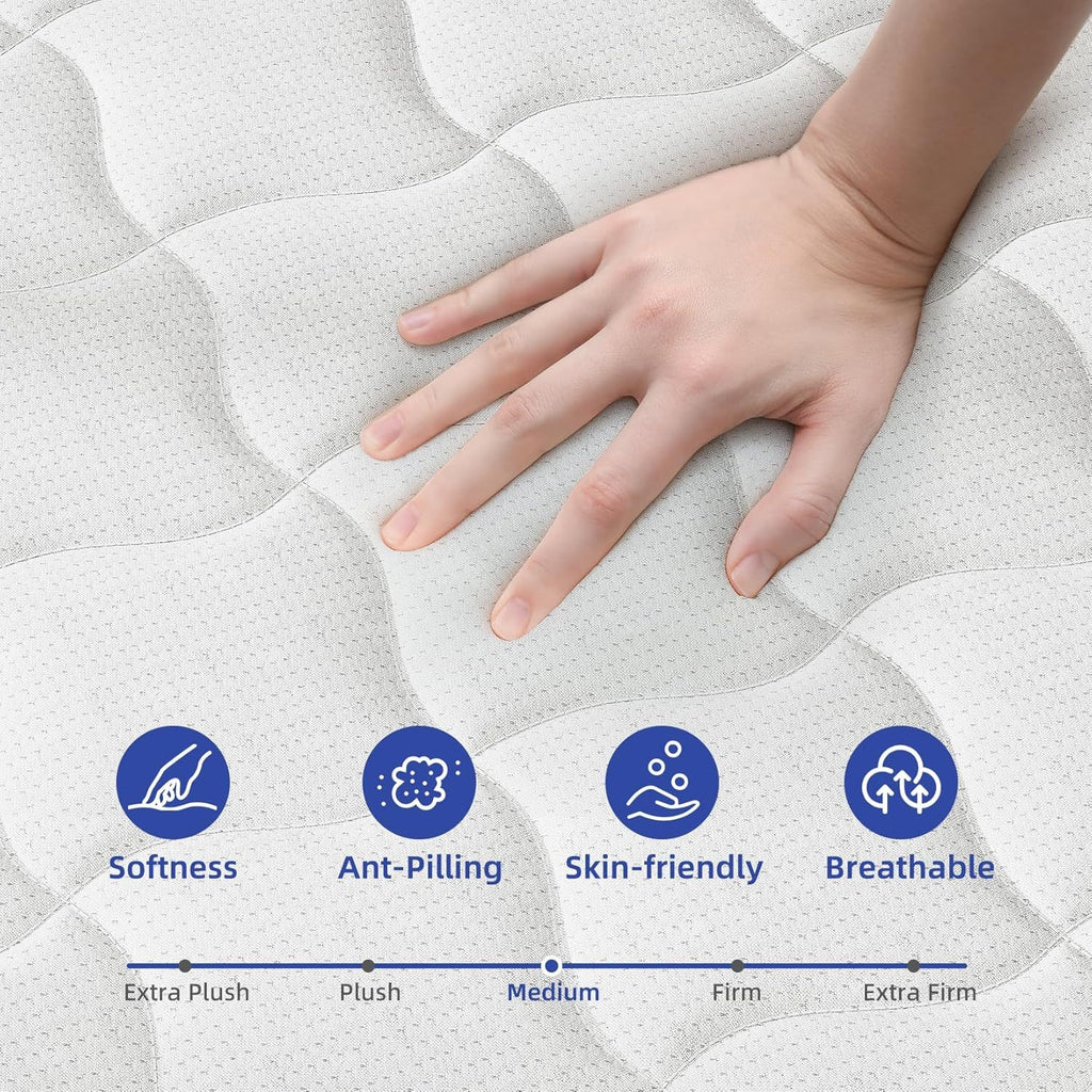 Single Bed Mattress, Single Bed Hybrid Mattress, Boxed, Medium Firm Memory Foam And Spring Mattress, Stress Relief And Motion Isolation, Fiberglass Mattress, CertiPUR-US Certifie