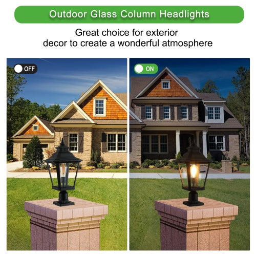 Outdoor Glass Pillar Headlights Support Many Types Of Bulbs-2 Packs Unavailable Platforms- Temu