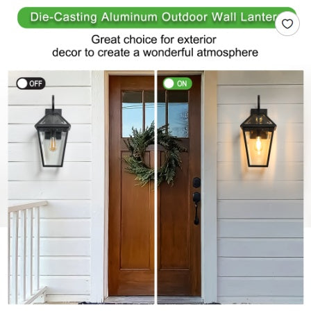 Pack Outdoor Wall Lantern Light  Modern Black Metal & Clear Glass Sconce For Porch, Patio, And Garden Lighting Bulb Not Included