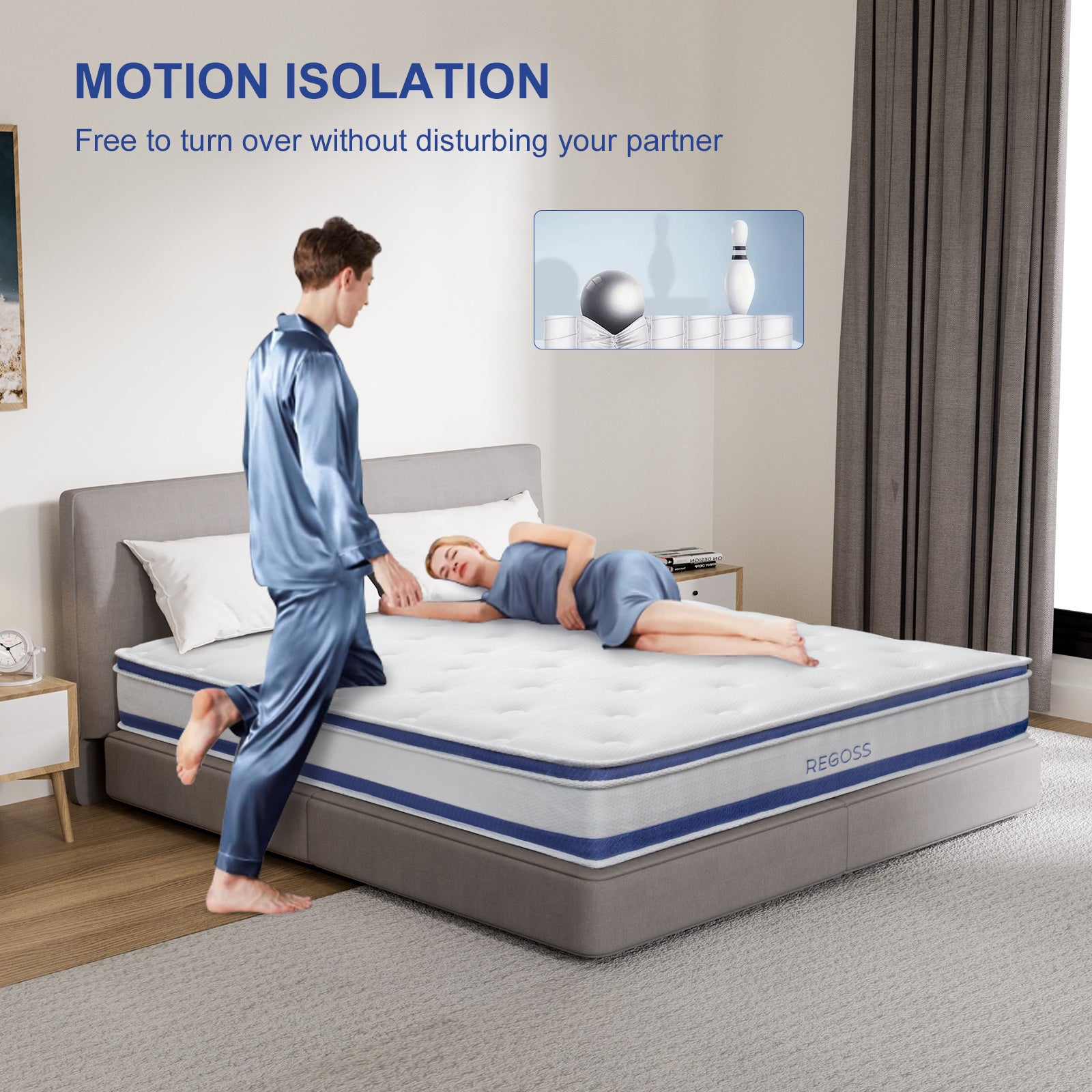 Single Bed Mattress,  Hybrid Double Bed Mattress, Single Bed Mattress With Individual Pocket Springs, Boxed Plush Foam Mattress, Medium Soft, Sports Isolation Pressure