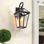 Pack Outdoor Wall Lantern Light  Modern Black Metal & Clear Glass Sconce For Porch, Patio, And Garden Lighting Bulb Not Included