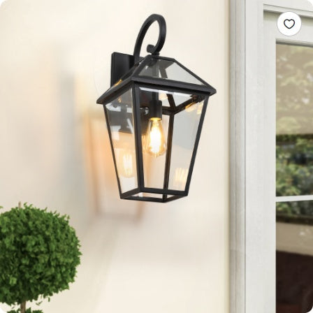 Pack Outdoor Wall Lantern Light  Modern Black Metal & Clear Glass Sconce For Porch, Patio, And Garden Lighting Bulb Not Included