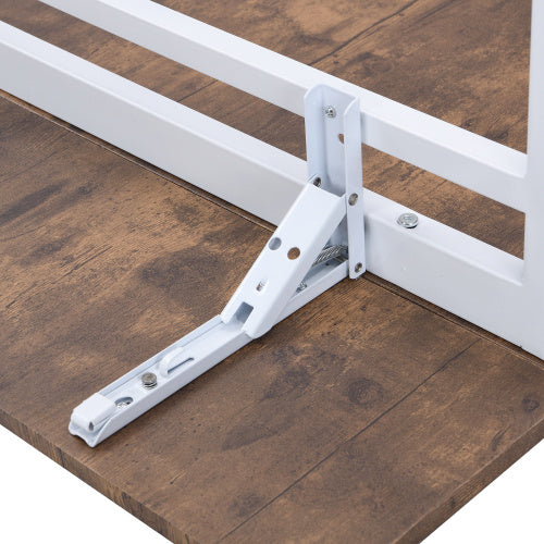 Farmhouse 5-piece Counter Height Drop Leaf Dining Table Set With Dining Chairs For 4,White Frame Rustic Brown Tabletop