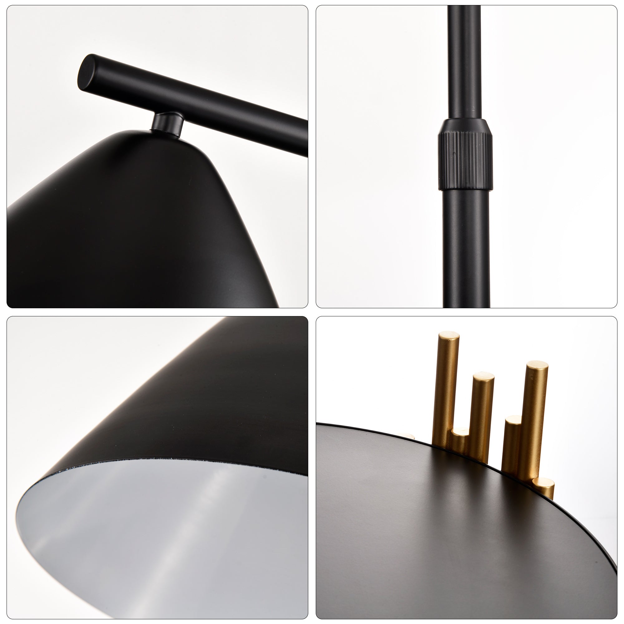 Luxury Shelves Floor Lamp For Living Room With Metal Lampshade, Standing Lamp Tall Industrial Floor Lamp Reading For Bedroom, Office E26 No Included Bulb -Matte Gold Matte Black