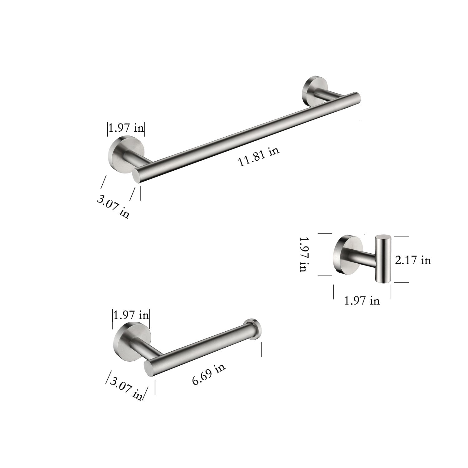 3-piece Set Of Bathroom Hangers And Towel Racks