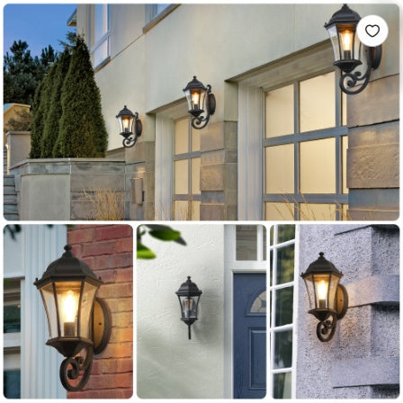 1-Pack Vintage Wall-Mounted Outdoor Lantern Light  Elegant Black Metal Sconce For Porch, Patio, And Garden Lighting  Bulb Not Included