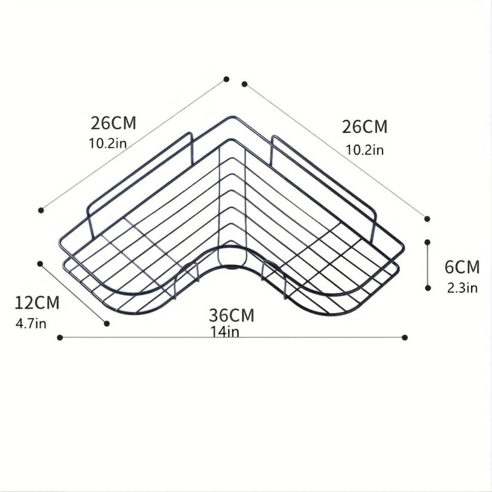 1pc Wall Mounted Bathroom Shelf, Shower Caddy Rack, No Punching Triangle Storage Rack For Bathroom Kitchen, Bathroom Accessories