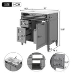 30'' Bathroom Vanity With Top Sink, Modern Bathroom Storage Cabinet With 2 Drawers And A Tip-out Drawer, Freestanding Vanity Set With Mirror Cabinet, Single Sink Bathroom Vanity