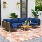 Rattan Modern Patio Furniture Set, available in 2 colors (Beige, Blue)