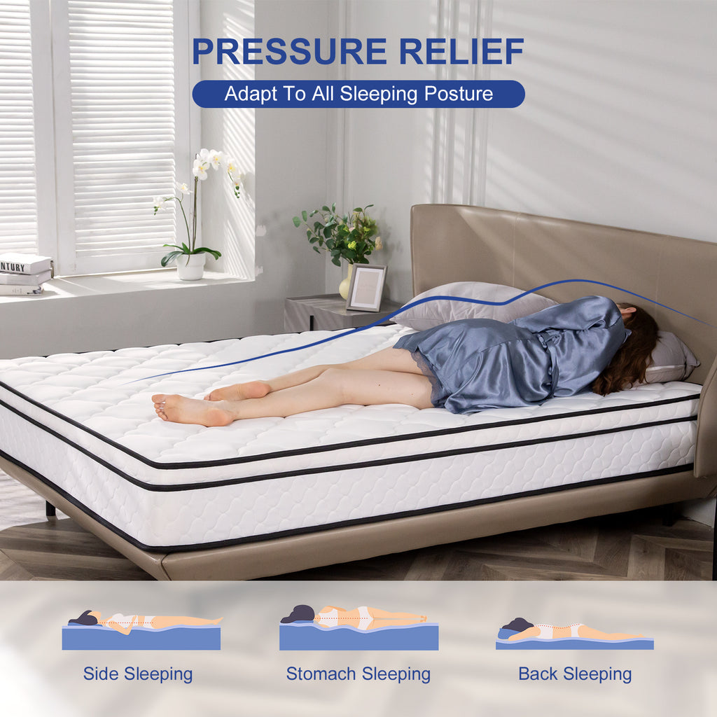 Single Bed Mattress, Hybrid Double Mattress With Bonnell Coil, High Density Foam Mattress, Boxed, Single Bed, Medium Soft, Stress Reliever