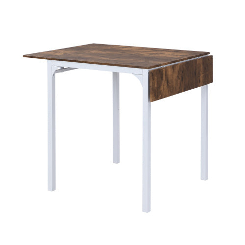 Farmhouse 5-piece Counter Height Drop Leaf Dining Table Set With Dining Chairs For 4,White Frame Rustic Brown Tabletop