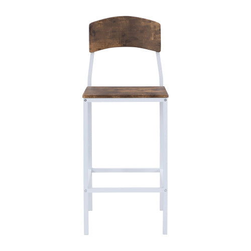 Farmhouse 5-piece Counter Height Drop Leaf Dining Table Set With Dining Chairs For 4,White Frame Rustic Brown Tabletop