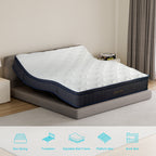 Single Bed Mattress, 30.48 Cm Hybrid Double Bed Mattress With Individual Pocket Coils, Boxed Plush Foam, Medium Softness, Motion Isolation Pressure