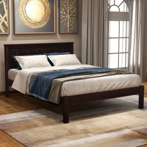 SOWO Platform Bed Frame With Headboard, Wood Slat Support, No Box Spring Needed,Twin, Espresso