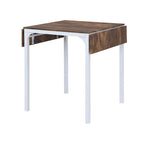 Farmhouse 5-piece Counter Height Drop Leaf Dining Table Set With Dining Chairs For 4,White Frame Rustic Brown Tabletop