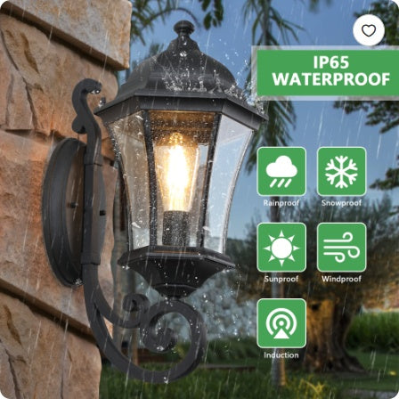 1-Pack Vintage Wall-Mounted Outdoor Lantern Light  Elegant Black Metal Sconce For Porch, Patio, And Garden Lighting  Bulb Not Included