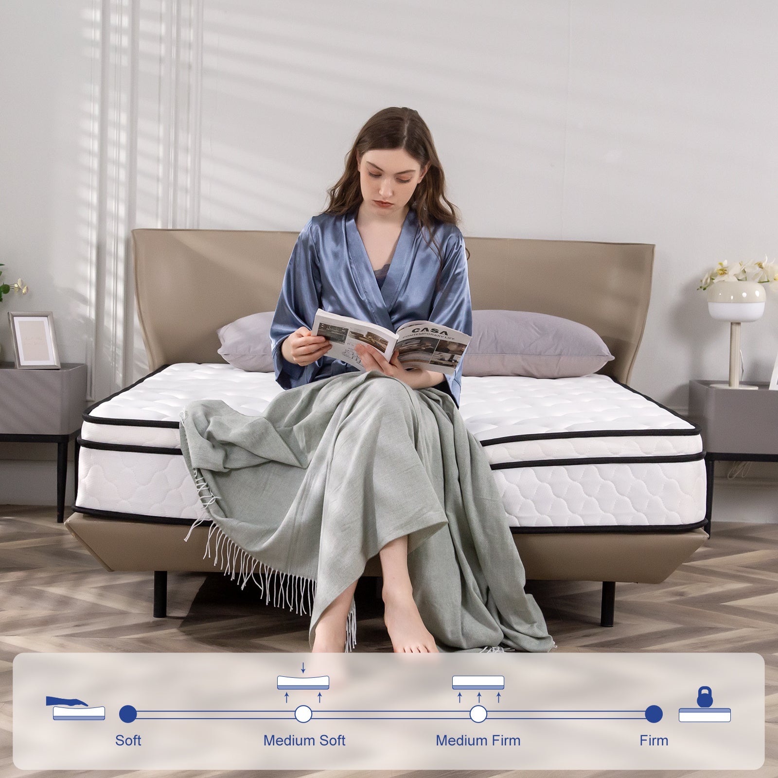 Single Bed Mattress, Hybrid Double Mattress With Bonnell Coil, High Density Foam Mattress, Boxed, Single Bed, Medium Soft, Stress Reliever