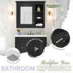 30'' Bathroom Vanity With Top Sink, Modern Bathroom Storage Cabinet With 2 Drawers And A Tip-out Drawer, Freestanding Vanity Set With Mirror Cabinet, Single Sink Bathroom Vanity